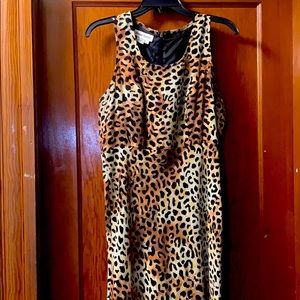 David Warren Cheetah Long Sleeveless Dress